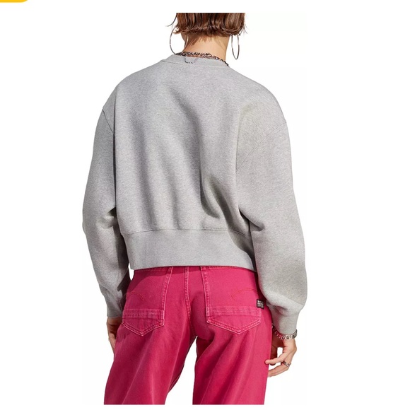 adidas Originals Adicolor Essentials fleece Crew Sweatshirt large grey Heather - Picture 2 of 9